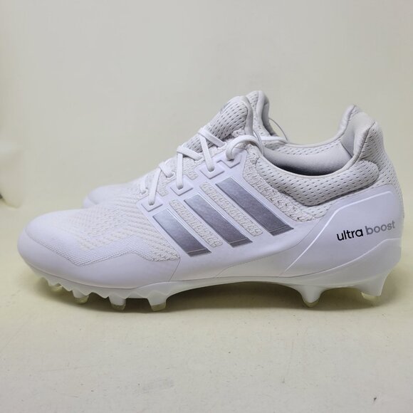 Yellowed Adidas UltraBoost PE White Silver Men’s Size 16 Football Cleats main image 5